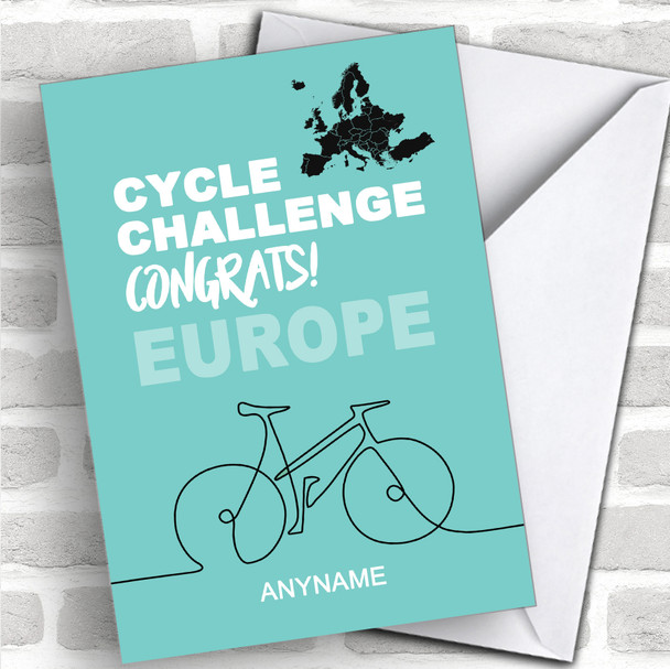 Cycle Europe Challenge Well Done Personalized Greetings Card