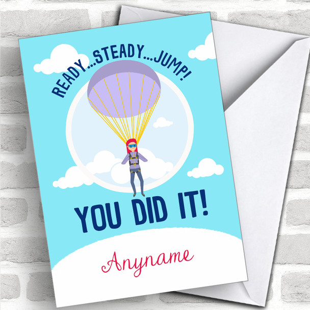 Parachute Jump Female You Did It Personalized Greetings Card