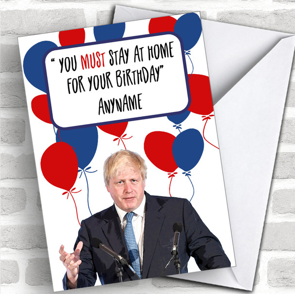 You Must Stay At Home For Your Birthday Funny Boris Coronavirus Quarantine Card