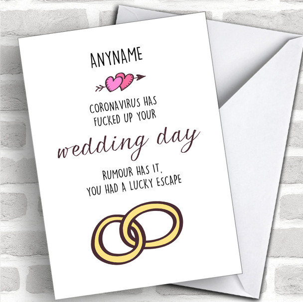 Coronavirus Your Wedding Day Funny Lucky Escape Coronavirus Quarantine Card