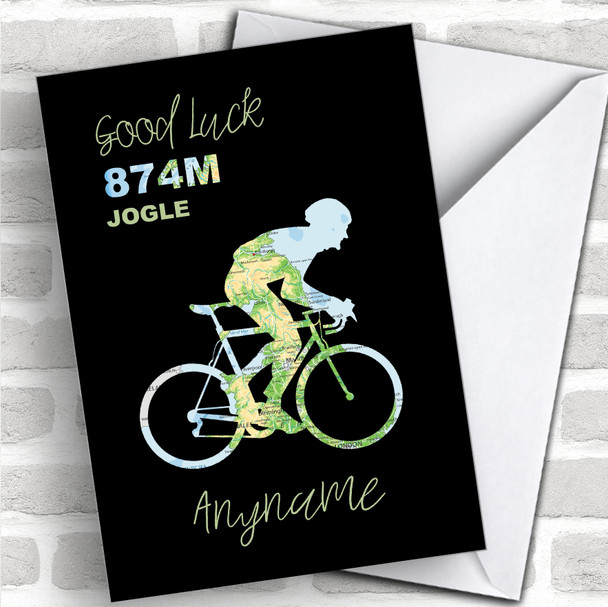 Jogle Bike Ride Map Silhouette Style Good Luck Personalized Good Luck Card