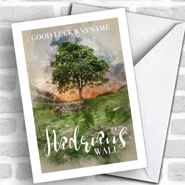 Hadrian's Wall Watercolour Sycamore Good Luck Personalized Good Luck Card