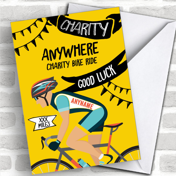 Charity Bike Ride Tour De France Style Male Personalized Good Luck Card