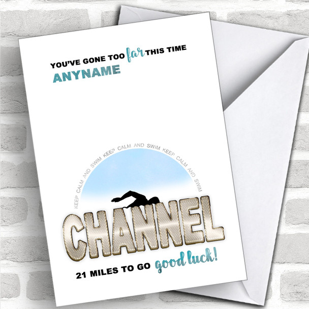 Funny Swim The Channel Too Far Good Luck Personalized Good Luck Card