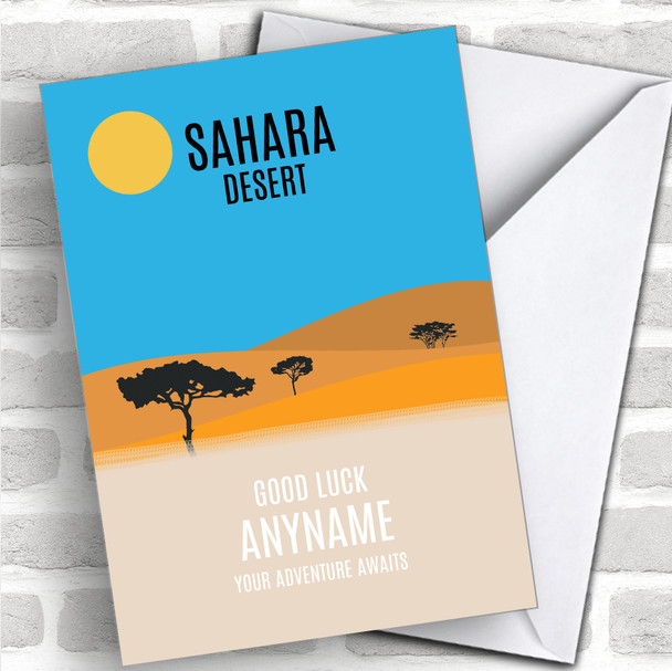 Sahara Desert Sun Acacia Trees Good Luck Personalized Good Luck Card