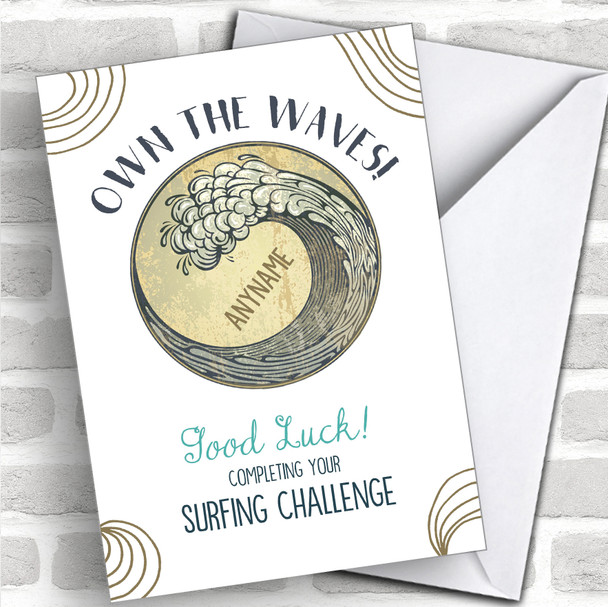 Surf Challenge Own The Waves Good Luck Personalized Good Luck Card