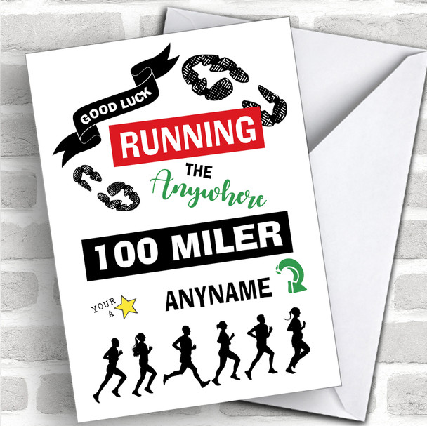 Running Anywhere 100 Miler Good Luck Personalized Good Luck Card