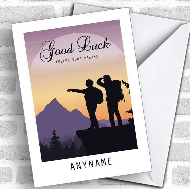 Hike Beautiful Silhouette Good Luck Personalized Good Luck Card