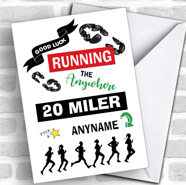 Running Anywhere 20 Miler Good Luck Personalized Good Luck Card