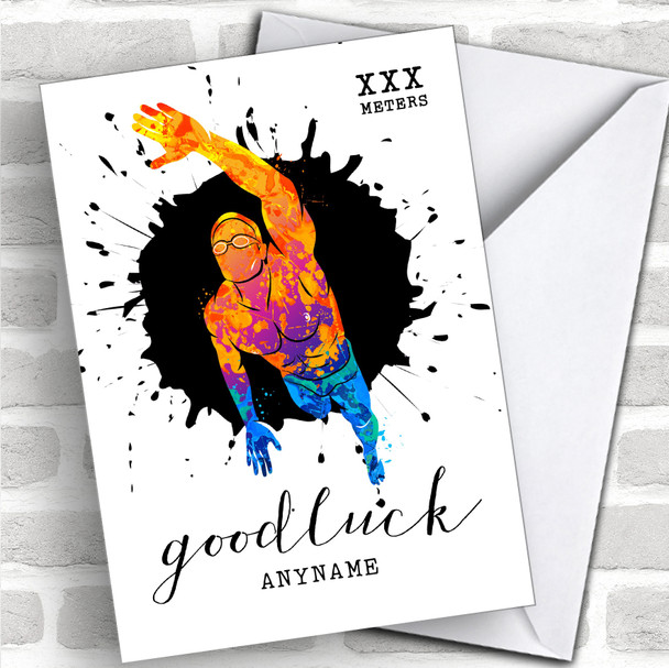 Swim Challenge Xxx Meters Good Luck Personalized Good Luck Card