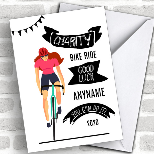 Charity Bike Ride Female Good Luck Personalized Good Luck Card