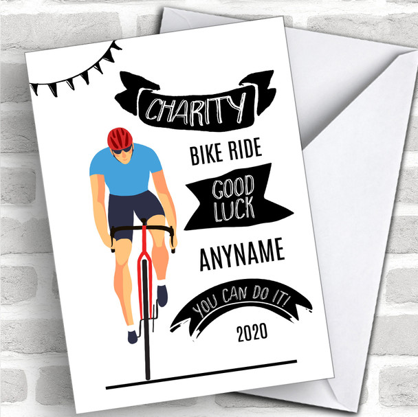 Charity Bike Ride Male Good Luck Personalized Good Luck Card