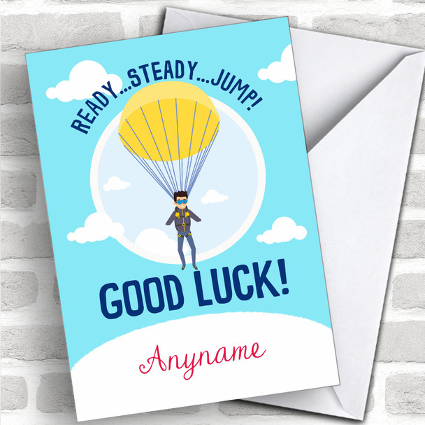 Parachute Jump Male Good Luck Personalized Good Luck Card