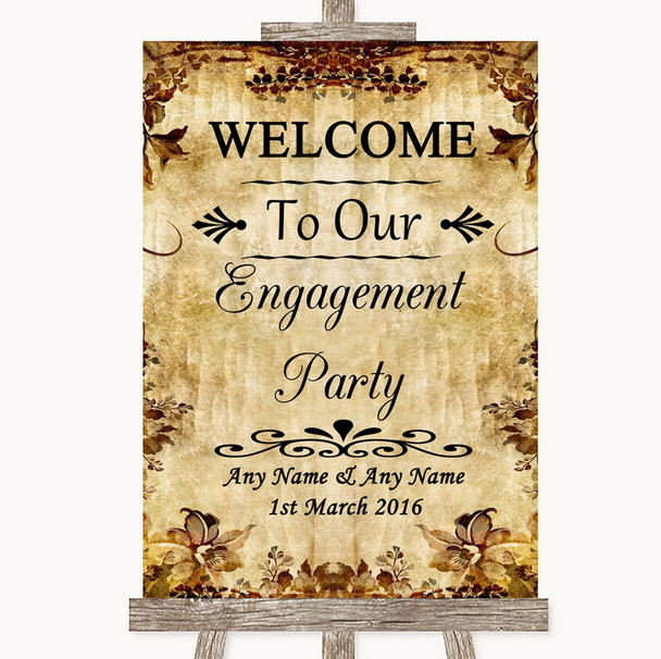 Autumn Vintage Welcome To Our Engagement Party Personalized Wedding Sign