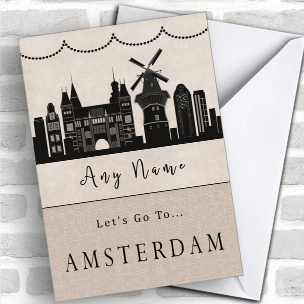 Surprise Let's Go To Amsterdam Personalized Greetings Card