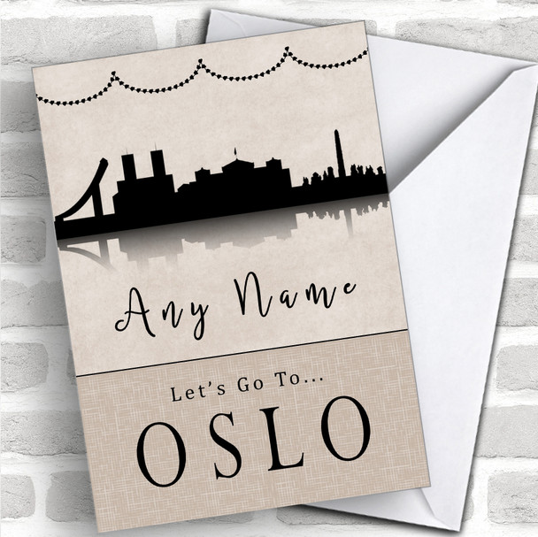 Surprise Let's Go To Oslo Personalized Greetings Card