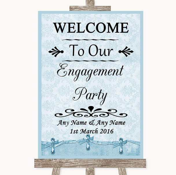 Blue Shabby Chic Welcome To Our Engagement Party Personalized Wedding Sign