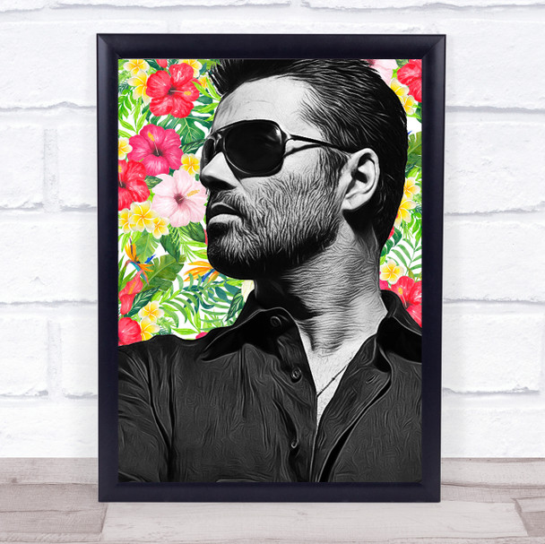 George Michael Floral Funky Framed Wall Art Print