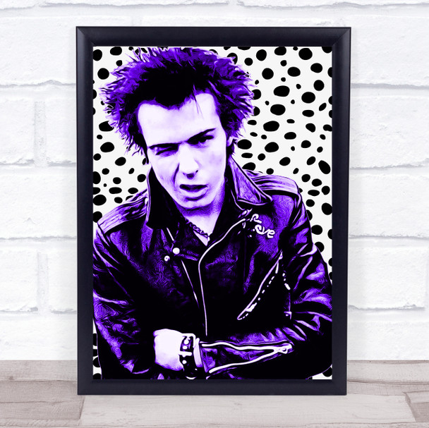 Sid Vicious Purple Spotty Funky Framed Wall Art Print