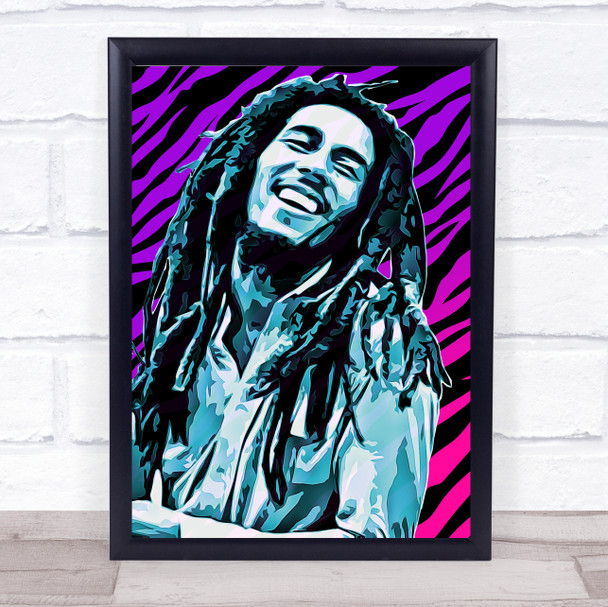 Bob Marley Zebra Print Funky Framed Wall Art Print