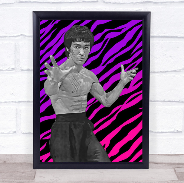 Bruce Lee Pink Zebra Funky Framed Wall Art Print