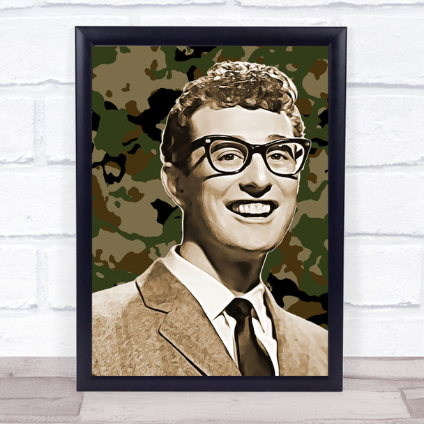 Buddy Holly Camouflage Funky Framed Wall Art Print