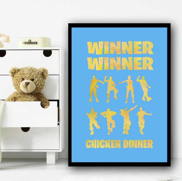 Set Fortnite Dancers Yellow Blue Children's Nursery Bedroom Wall Art Print