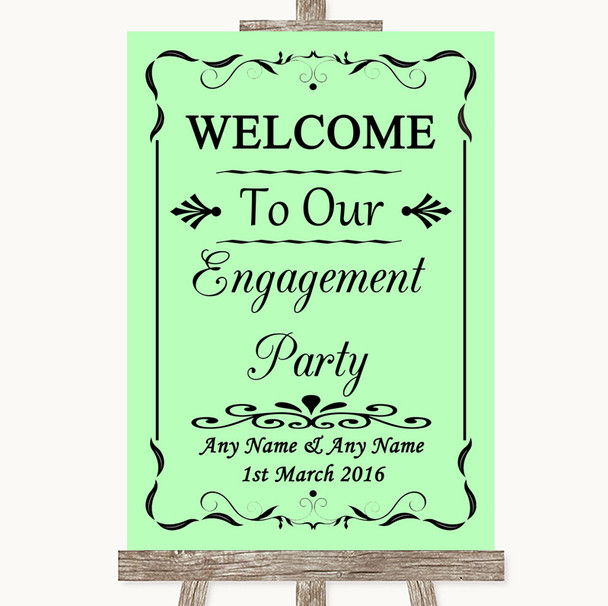 Green Welcome To Our Engagement Party Personalized Wedding Sign