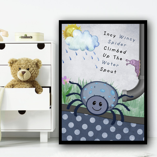 Incy Wincy Spider Nursery Rhyme Children's Nursery Bedroom Wall Art Print