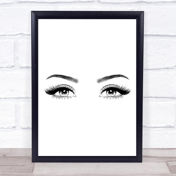 Eyes Open Eyelashes & Eyebrows Framed Wall Art Print