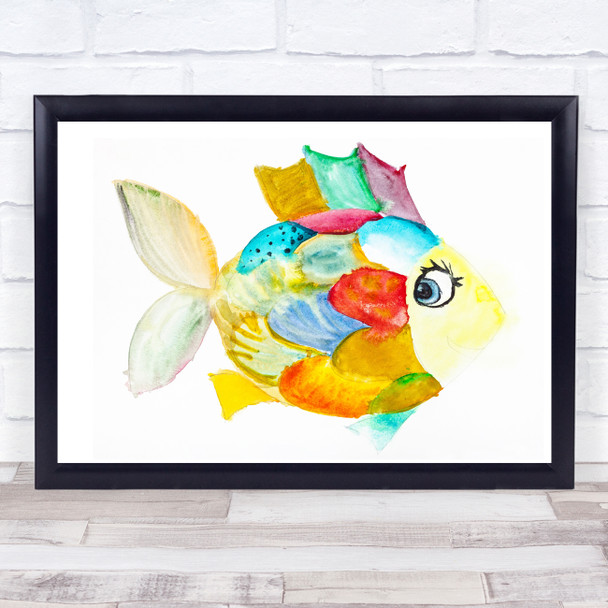 Watercolour Colourful Fish Framed Wall Art Print