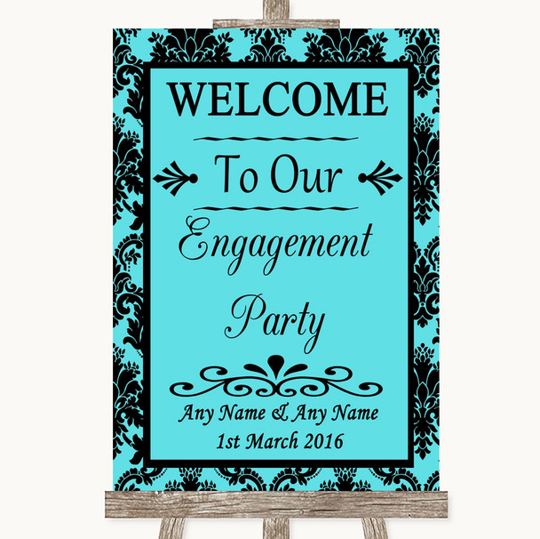 Tiffany Blue Damask Welcome To Our Engagement Party Personalized Wedding Sign