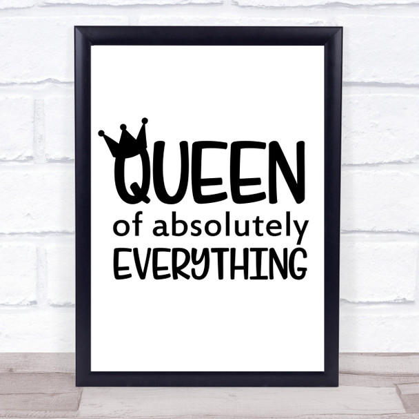 Queen Of Everything Quote Typogrophy Wall Art Print