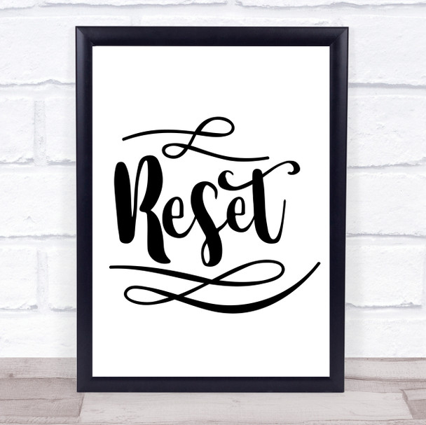 Reset Quote Typogrophy Wall Art Print