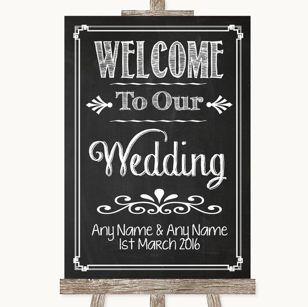 Chalk Sketch Welcome To Our Wedding Personalized Wedding Sign