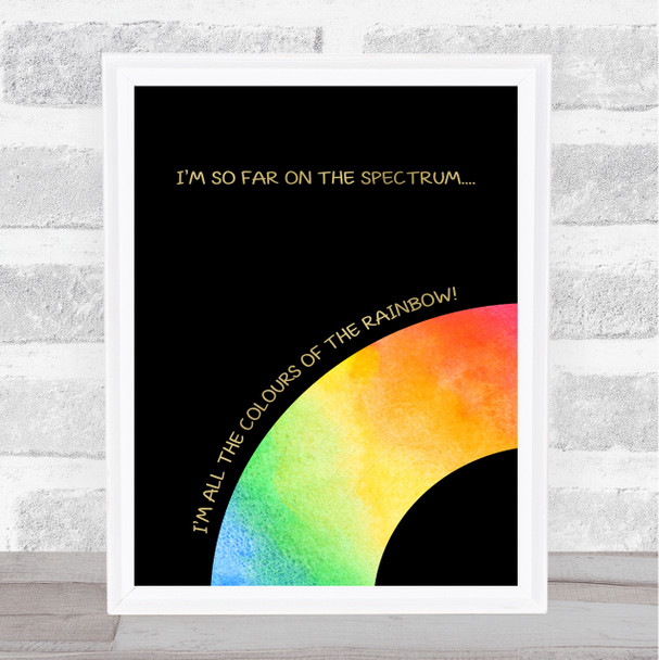 Spectrum The Light Gold Black Autism Quote Typogrophy Wall Art Print