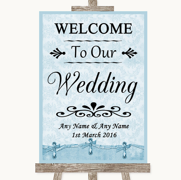 Blue Shabby Chic Welcome To Our Wedding Personalized Wedding Sign