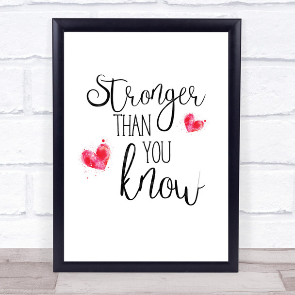 Stronger Than You Know Quote Typogrophy Wall Art Print