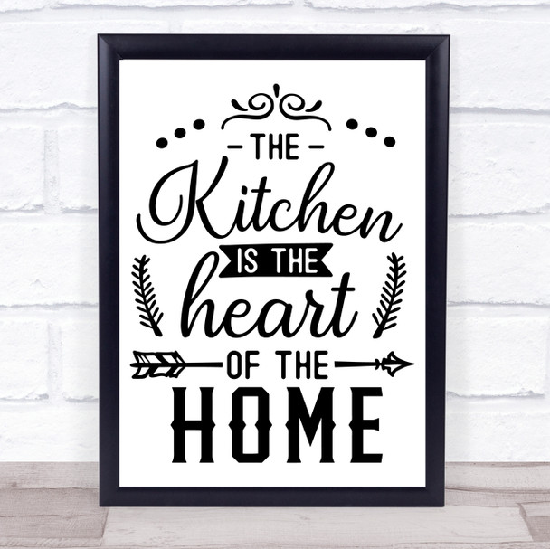 The Kitchen Is The Heart Of The Home Bold Quote Typogrophy Wall Art Print