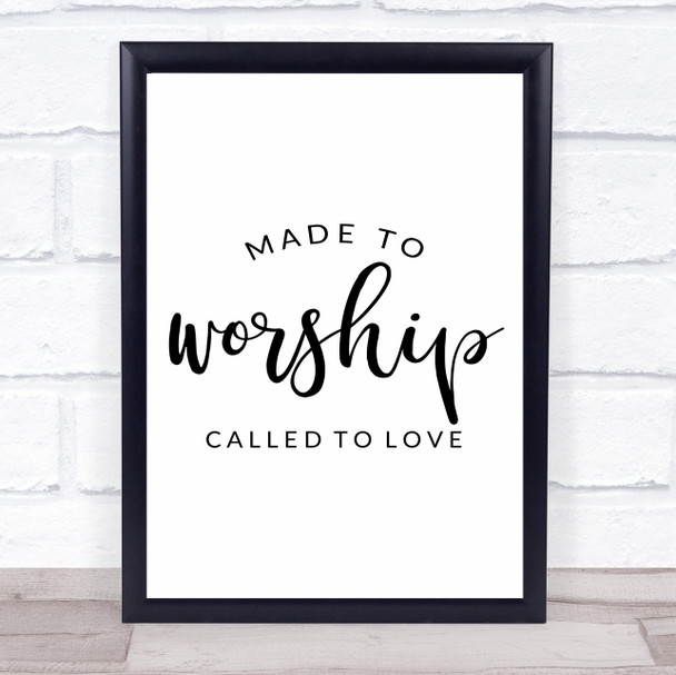 Christian Made To Worship Quote Typogrophy Wall Art Print