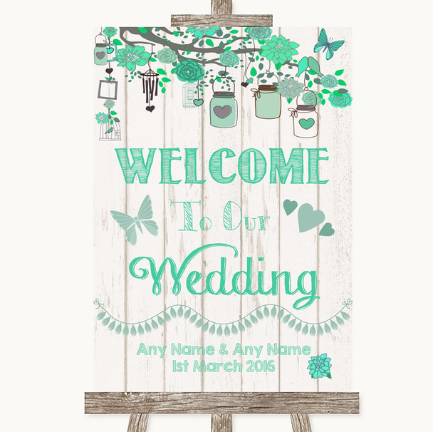 Green Rustic Wood Welcome To Our Wedding Personalized Wedding Sign