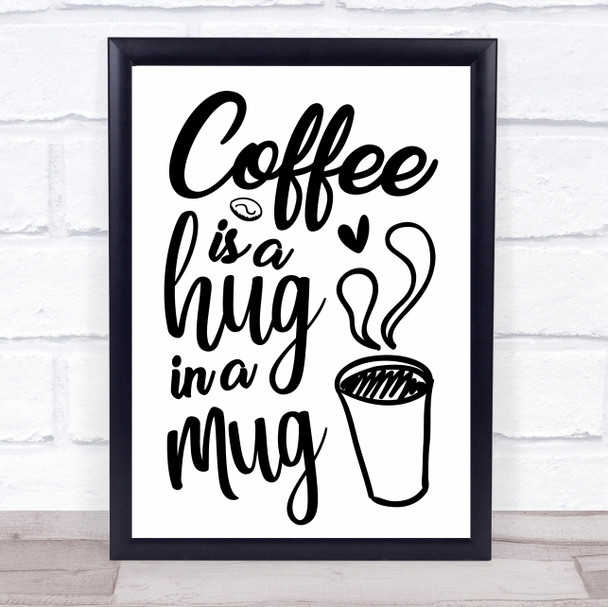 Coffee Is A Hug In A Mug Quote Typogrophy Wall Art Print
