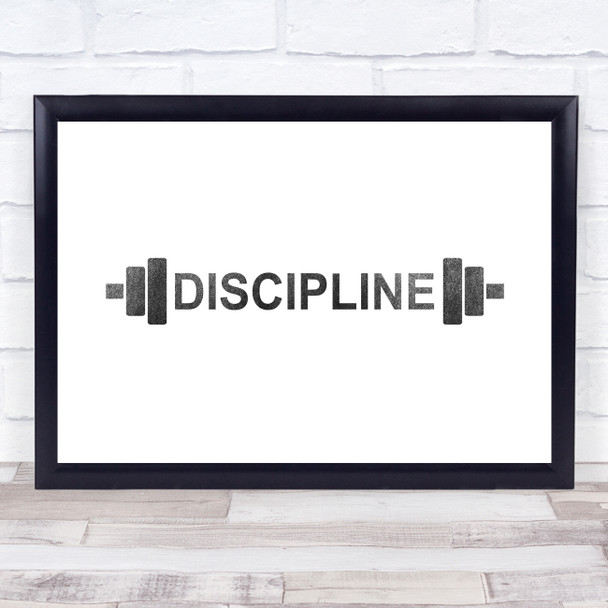 Discipline Gym Weights Quote Typogrophy Wall Art Print