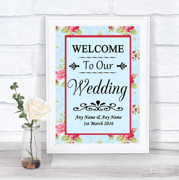 Shabby Chic Floral Welcome To Our Wedding Personalized Wedding Sign