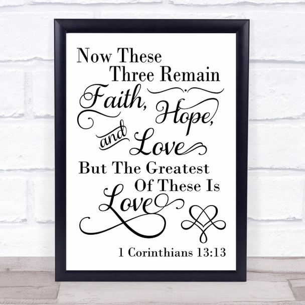 Faith Hope And Love Quote Typogrophy Wall Art Print