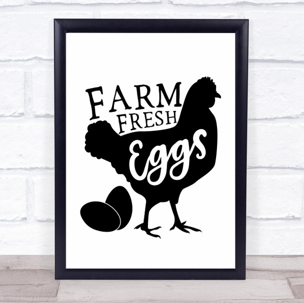 Farm Fresh Eggs Chicken Quote Typogrophy Wall Art Print