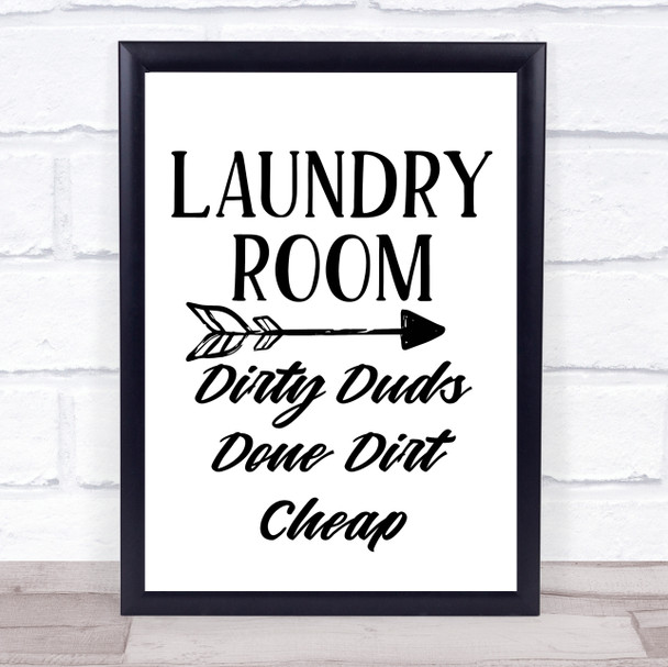 Funny Laundry Room Dirty Deeds Quote Typogrophy Wall Art Print