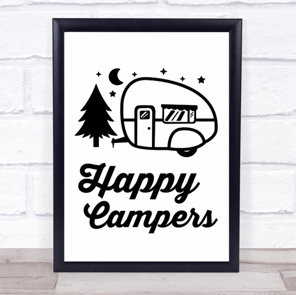 Happy Campers Caravan Quote Typogrophy Wall Art Print