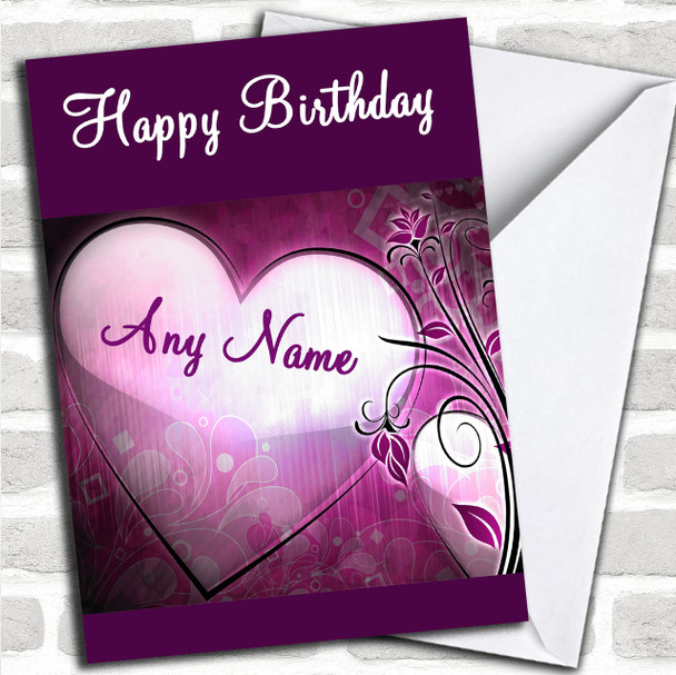 Purple Heart Romantic Personalized Birthday Card