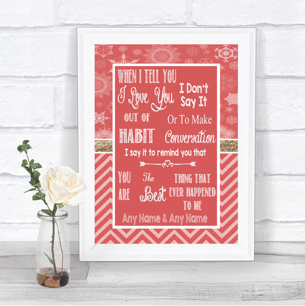 Red Winter When I Tell You I Love You Personalized Wedding Sign